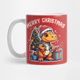 Christmas trex dinosaur wishing merry Christmas Mug